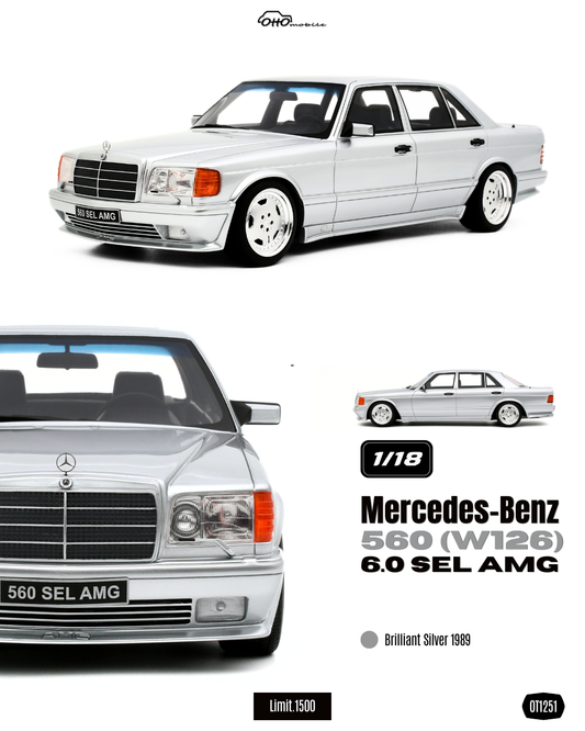 1:18 MERCEDES-BENZ 560 (W126) 6.0 SEL AMG BRILLIANT SILVER 1989 - OT1251