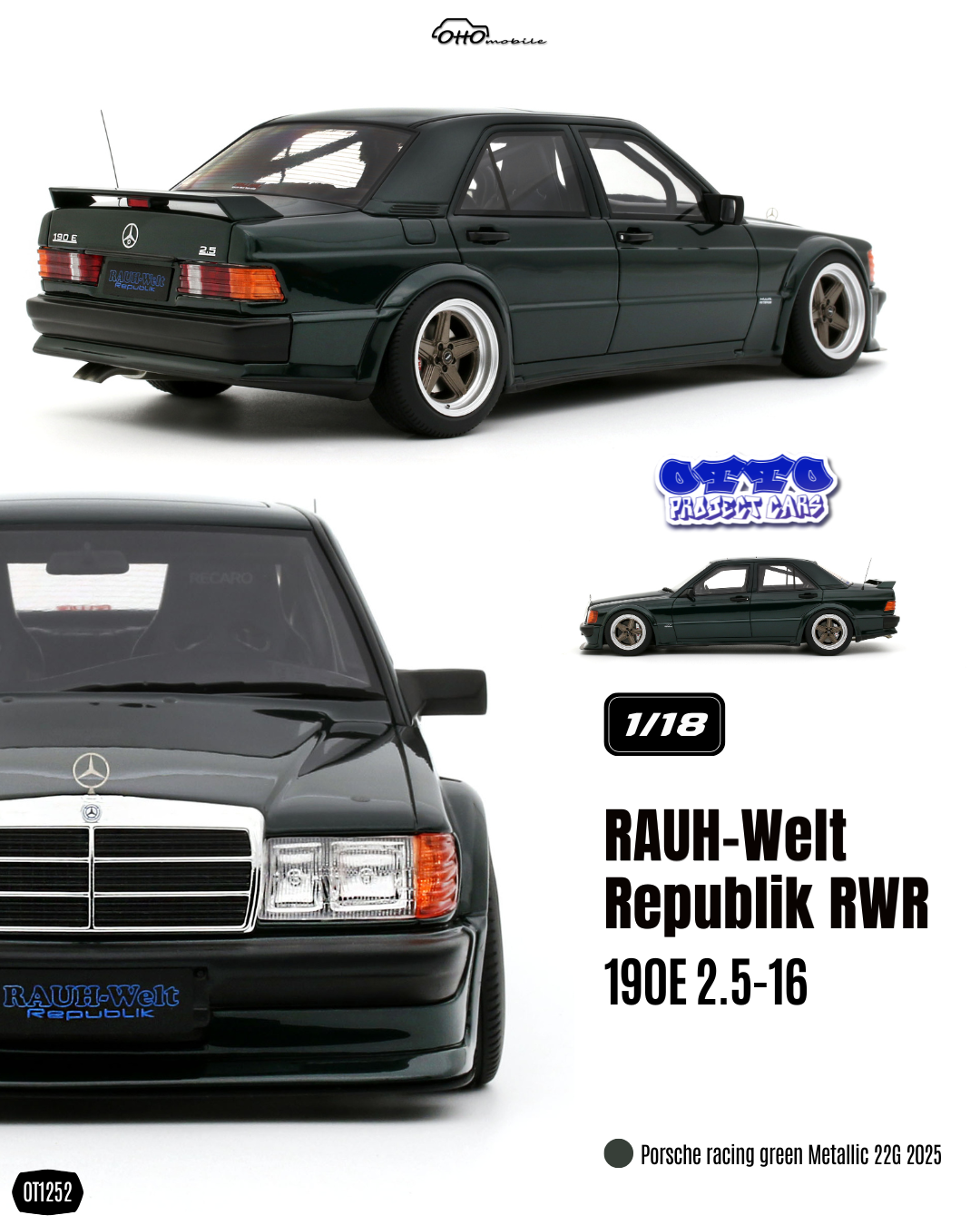 1:18 RAUH-WELT REPUBLIK RWR 190E 2.5-16 GREEN METALLIC 22G 2025 - OT1252