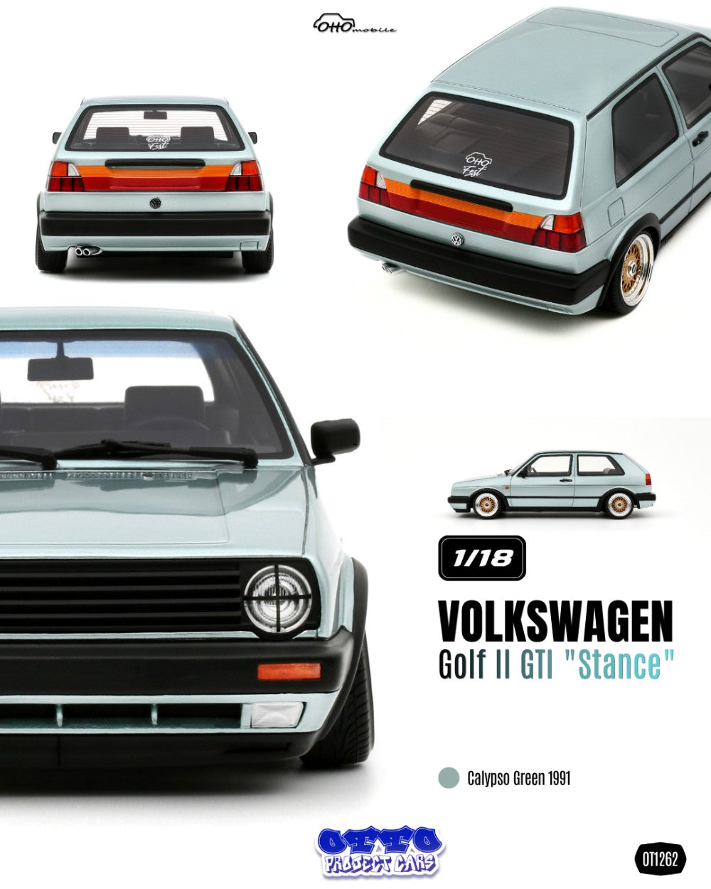 1:18 VOLKSWAGEN GOLF II GTI "STANCE" CALYPSO GREEN 1991 - OT1262