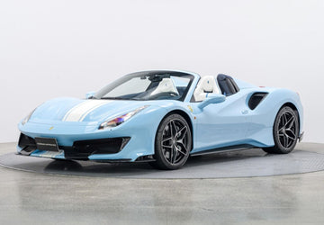 Ferrari 488 Pista Spider Azzurro la Plata with white stripe - P18162N1