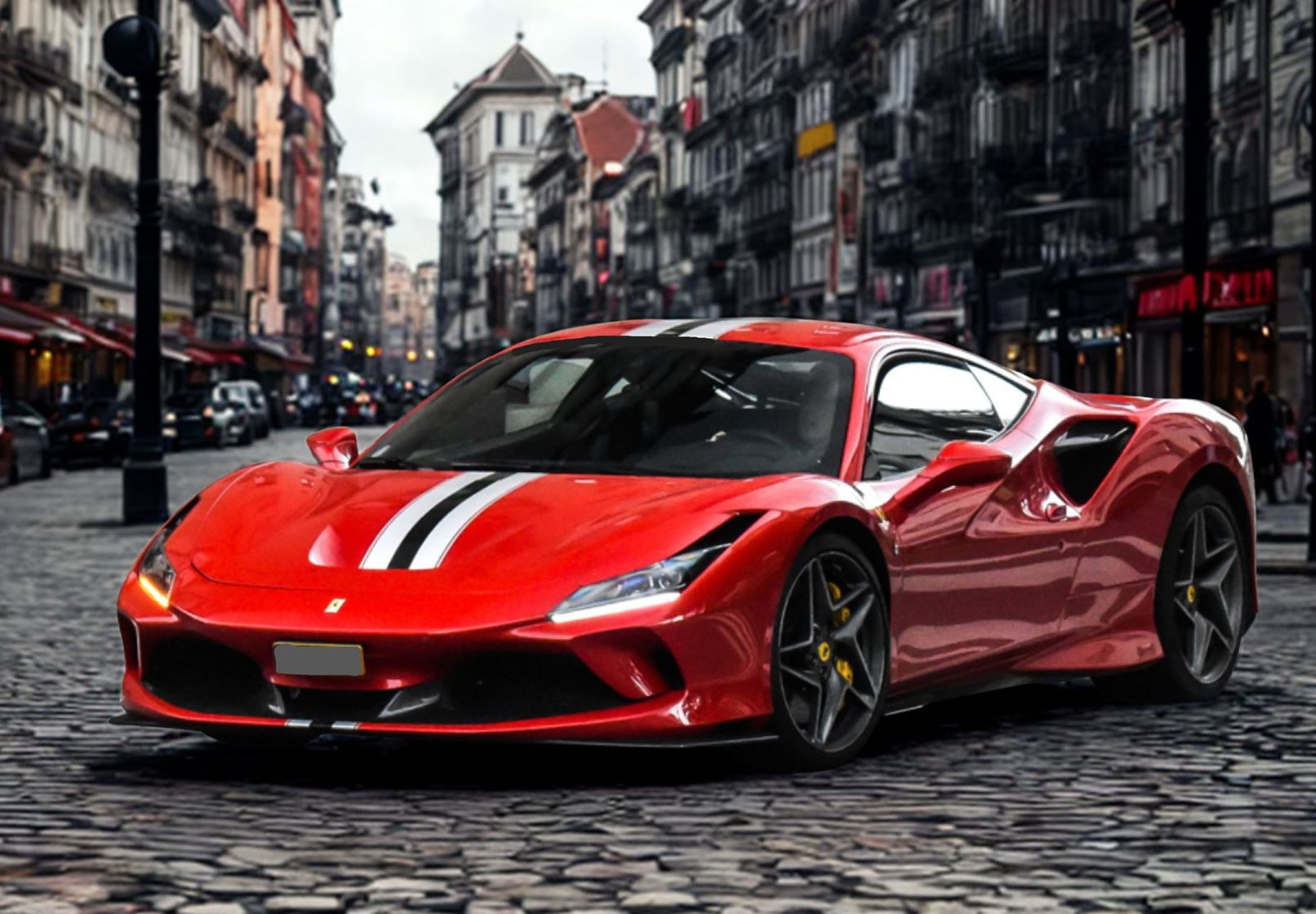 Ferrari F8 Tributo rosso corsa con striscia argento nurburgring e nero - P18171A6