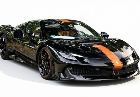 1:18 BBR Ferrari 296 Speciale Nero DS with Ambra stripe - P18269I