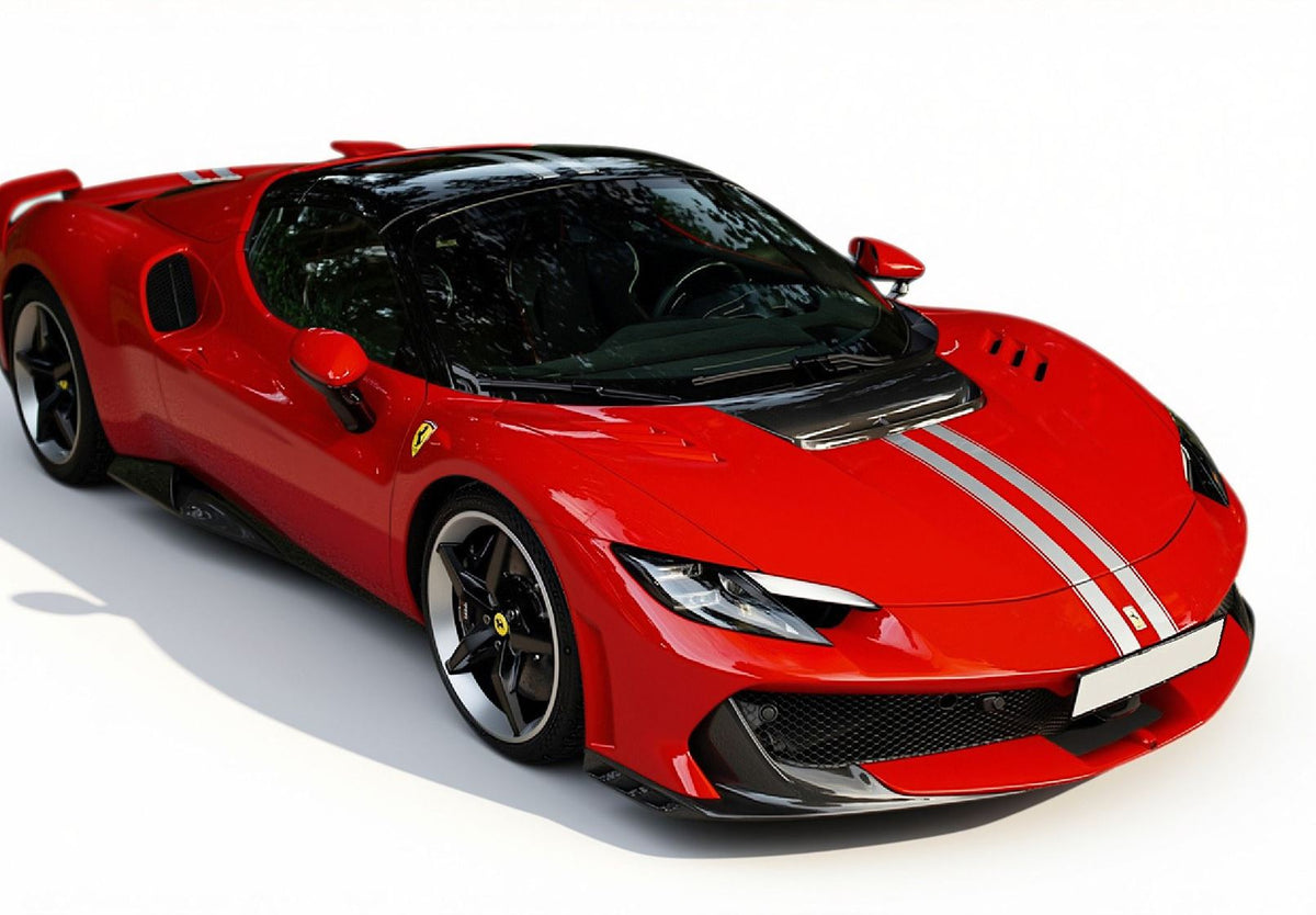 1:18 BBR Ferrari 296 Speciale A Rosso Corsa with silver stripes - P18270B1