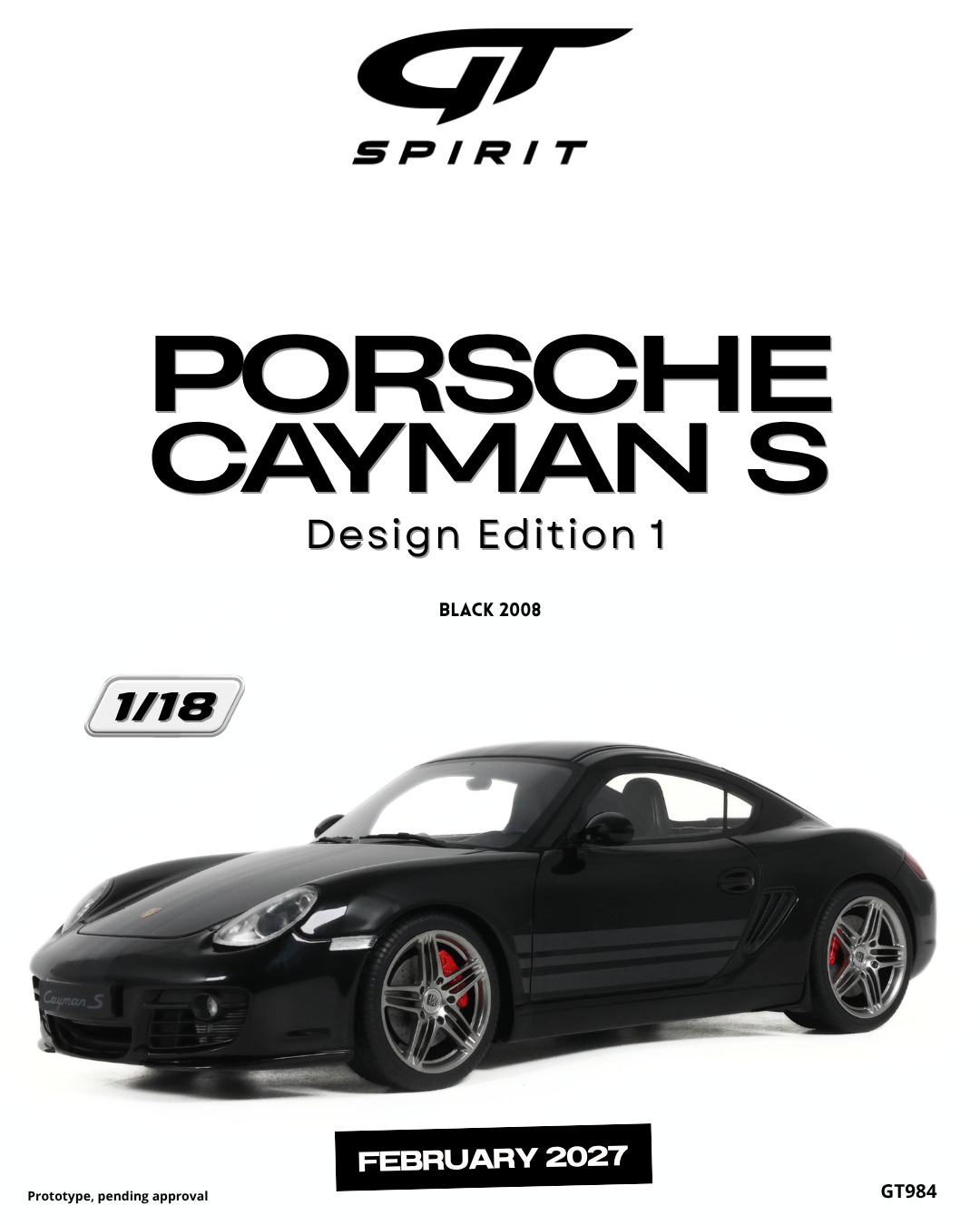 1:18 PORSCHE CAYMAN S DESIGN EDITION 1 BLACK 2008 - GT984