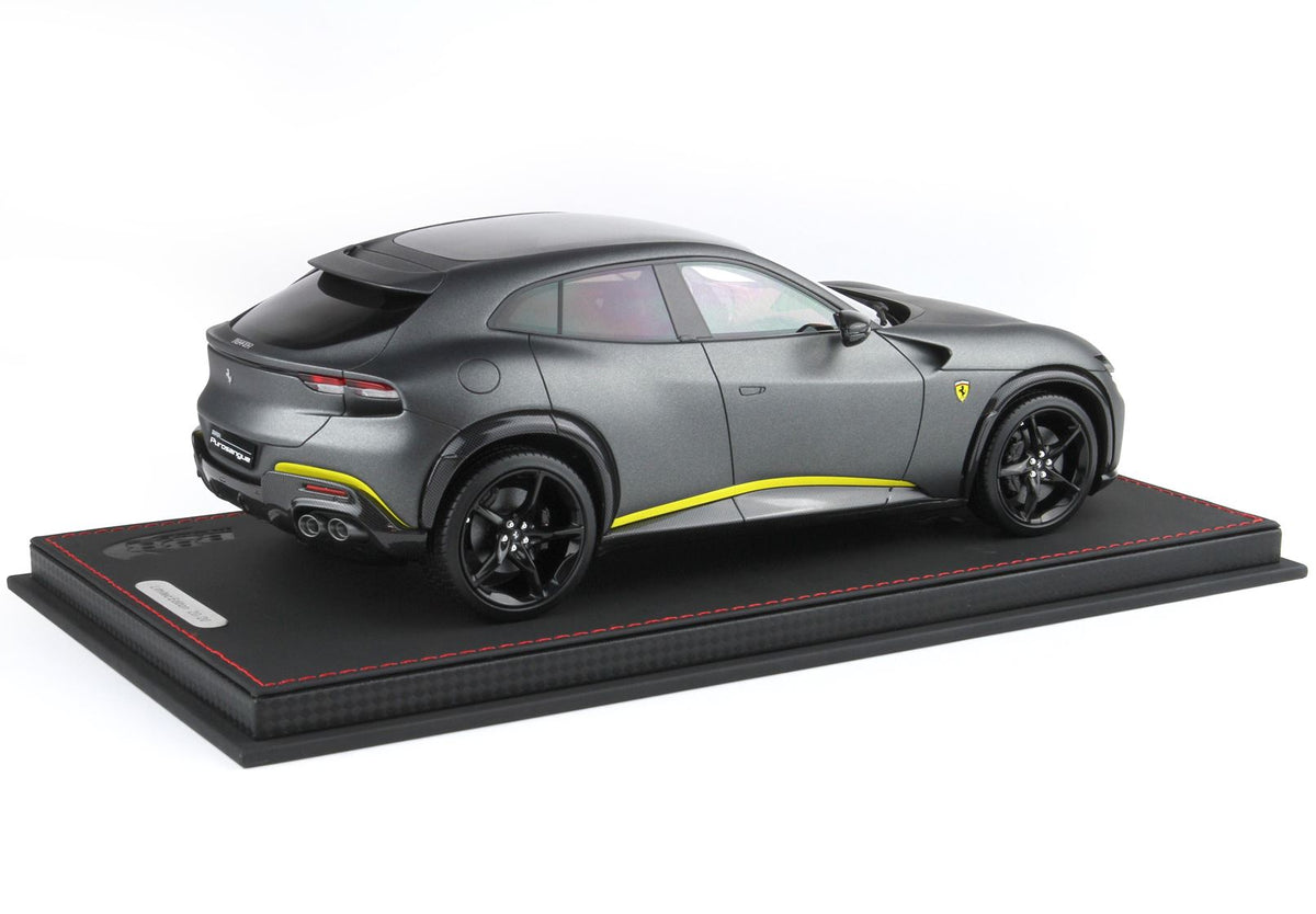 Ferrari Purosangue Panoramic Roof Matt Silverstone Grey / Yellow Stripes