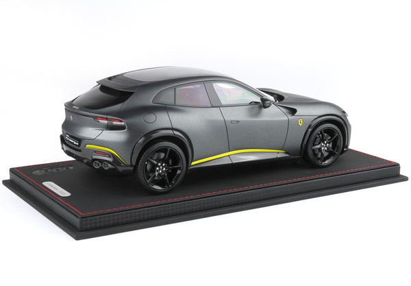 Ferrari Purosangue Panoramic Roof Matt Silverstone Grey / Yellow Stripes
