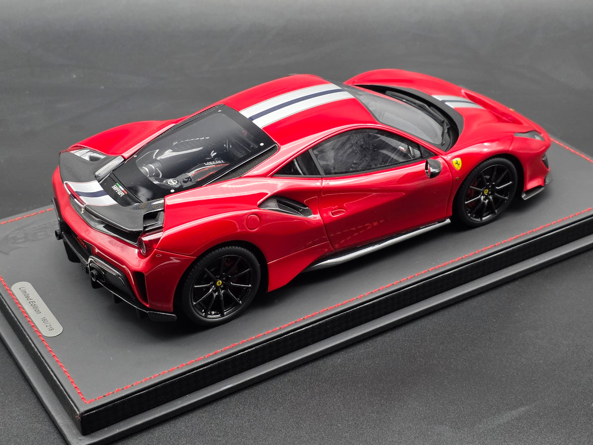 Ferrari 488 PISTA Metallic Rosso Corsa with Carbon wheels and wing - P18145A6