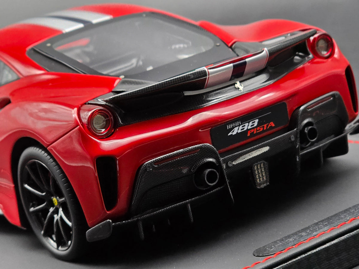 Ferrari 488 PISTA Metallic Rosso Corsa with Carbon wheels and wing - P18145A6