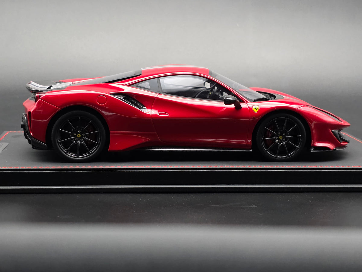 Ferrari 488 PISTA Metallic Rosso Corsa with Carbon wheels and wing - P18145A6