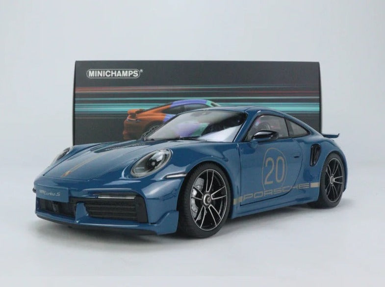 Porsche 911 (992) Turbo S Coupe Sport Design 2021 Blue (All Open)
